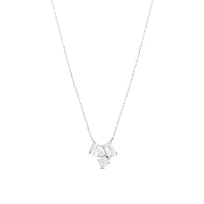 SHYMI THREE FANCY SHAPE STONE NECKLACE - .925 STERLING SILVER, 14K GOLD-PLATED - RHODIUM PLATED, CUBIC ZIR