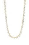 Shymi Three Prong Round Tennis Necklace In Gold