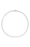 Shymi Three Prong Round Tennis Necklace In Silver