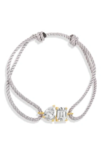 Shymi Two-stone Prong Set Adjustable Cord Bracelet In Metallic