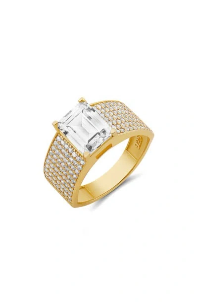 Shymi Wide Cubic Zirconia Pavé Band Ring In Gold