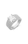 Shymi Wide Cubic Zirconia Pavé Band Ring In Silver