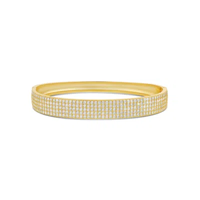Shymi Wide Pave Bangle - 18k Gold-filled, Rhodium Plated, Cubic Zirconia, Day To Night In Orange