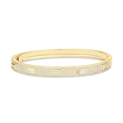Shymi Women's Baguette And Pave Bangle - Gold In Red