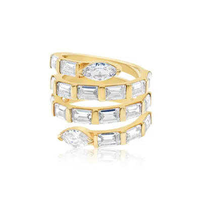 Shymi Women's Baguette Statement Swirl Ring - Gold