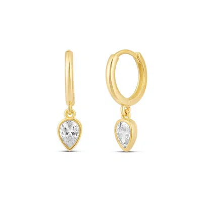 Shymi Women's Bezel Pear Drop Earrings - Gold