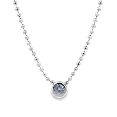Shymi Women's Bezel Round Pendant Ball Chain - Silver
