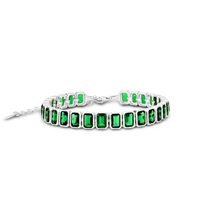 Shymi Women's Bezel-set Color Emerald Tennis Bracelet - Green