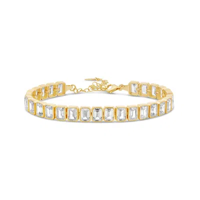 Shymi Women's Bezel Set Emerald Tennis Statement Bracelet - Gold