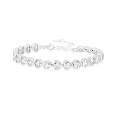 Shymi Women's Bezel-set Heart Tennis Bracelet - Silver