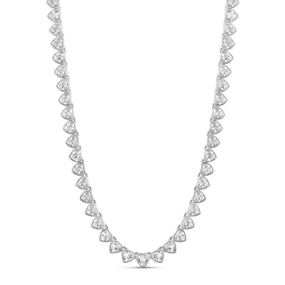 Shymi Women's Bezel Set Heart Tennis Necklace - Silver