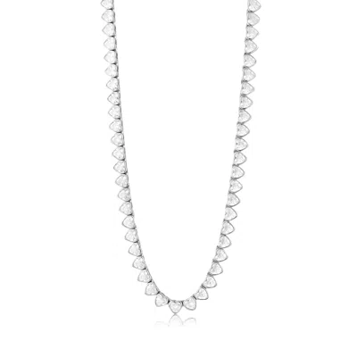 Shymi Women's Bezel Set Heart Tennis Necklace - Silver In Metallic