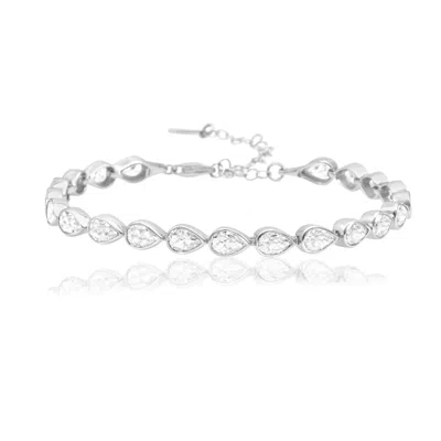 Shymi Women's Bezel Set Pear Tennis Bracelet - Silver