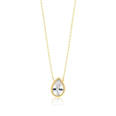 Shymi Women's Bezel-set Solitaire Necklace - Pear Gold & White