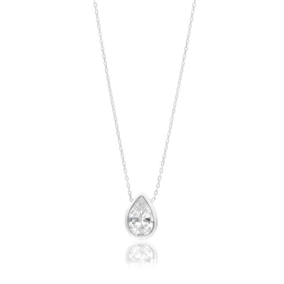 Shymi Women's Bezel-set Solitaire Necklace - Pear Silver In Metallic