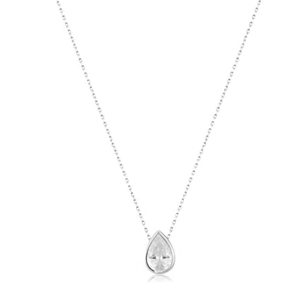 Shymi Women's Bezel-set Solitaire Necklace - Pear Silver In Metallic