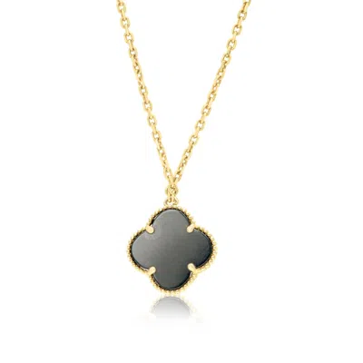 Shymi Women's Black / Gold Clover Pendant - Black