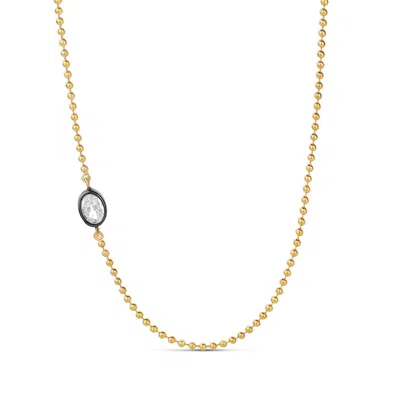 Shymi Women's Black / Gold Side Shape On Beaded Ball Chain - Oval