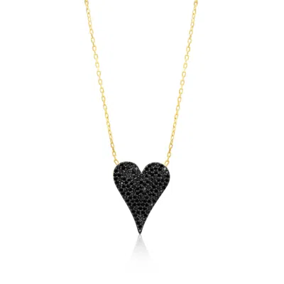Shymi Women's Black / Gold Small Pave Heart - Black