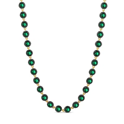 Shymi Women's Black / Green Round Victorian Style Tennis Necklace - Green In Black/green