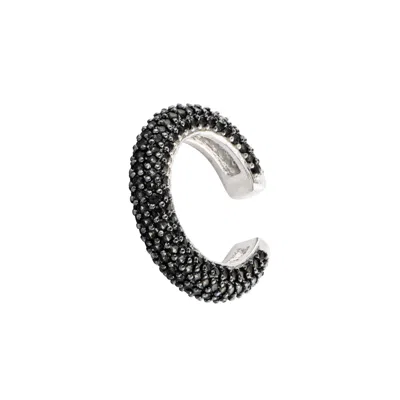 Shymi Women's Black / Silver Pave Ear Cuff - Black In Black/silver