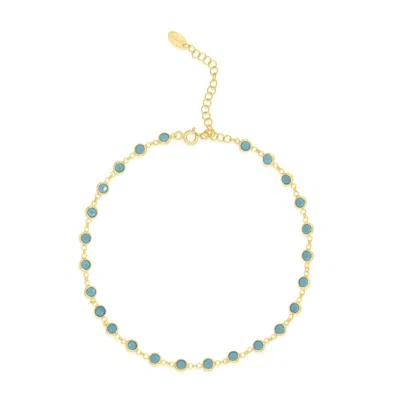 Shymi Women's Blue Round Bezel-set Anklet - Turquoise