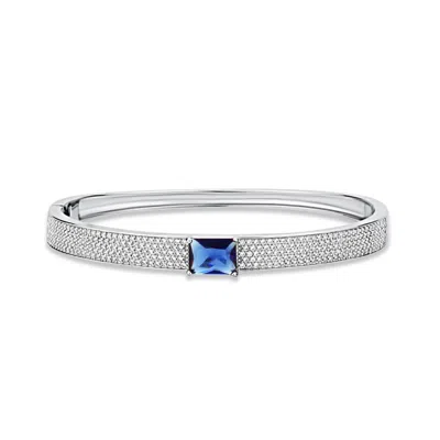 Shymi Women's Blue / Silver Pave Bangle With Stone - Silver & Blue