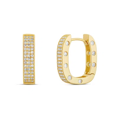 Shymi Women's Chunky Pave Horseshoe Hoops - Gold