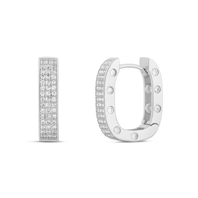 Shymi Women's Chunky Pave Horseshoe Hoops - Silver