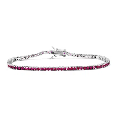 Shymi Women's Classic Two Mm Ruby Tennis Bracelet - Silver