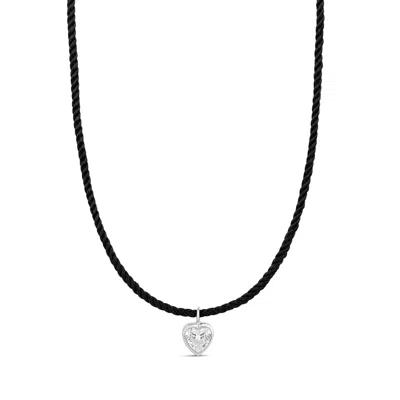 Shymi Women's Cord Necklace With Fancy Shape - Silver Heart