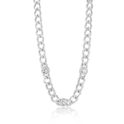 Shymi Women's Curb Chain With Stones - Silver