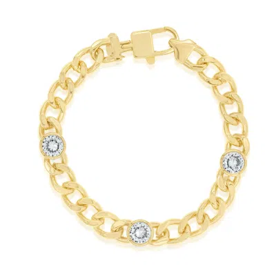 Shymi Women's Curb Chain With Stones Bracelet - Gold