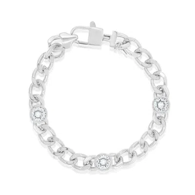 Shymi Women's Curb Chain With Stones Bracelet - Silver