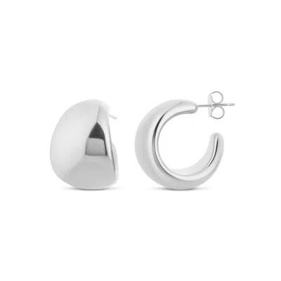Shymi Women's Curved Rounded Hoop Earrings - Silver In Metallic