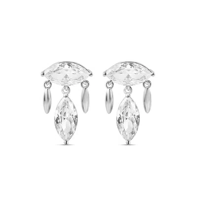 Shymi Women's Double Marquise Chandelier Earrings - Silver In Metallic
