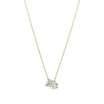 Shymi Women's Emerald And Pear Two Stone Necklace - Gold