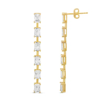 Shymi Women's Emerald Bar Drop Earrings - Gold