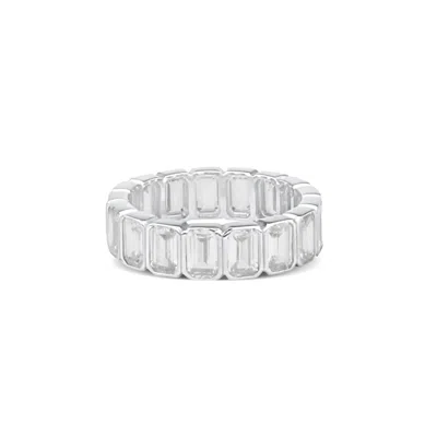 Shymi Women's Emerald Bezel-set Eternity Band - Silver