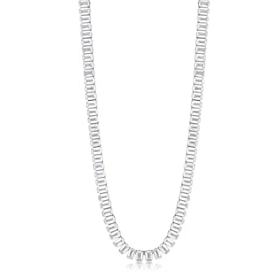Shymi Women's Emerald Cut Bezel-set Statement Tennis Necklace - Silver In White