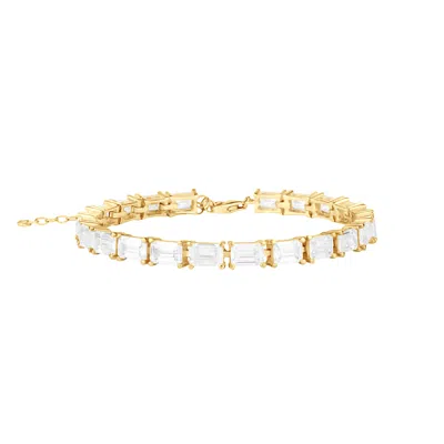 Shymi Women's Emerald Shape Prong-set Tennis Bracelet - Gold
