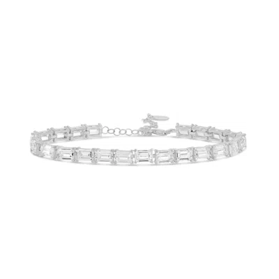 Shymi Women's Emerald Shape Prong-set Tennis Bracelet - Silver In Pink