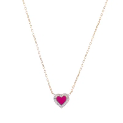 Shymi Women's Enamel & Pave Mini Heart - Hot Pink
