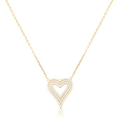 Shymi Women's Enamel Open Heart Necklace - White In Gold