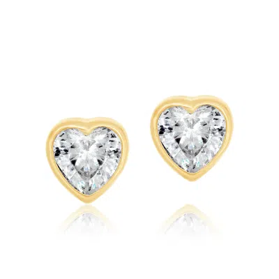 Shymi Women's Fancy Shape Bezel Set Studs - Heart Gold