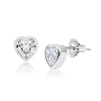 Shymi Women's Fancy Shape Bezel Set Studs - Heart Silver