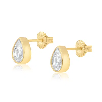 Shymi Women's Fancy Shape Bezel Set Studs - Pear Gold