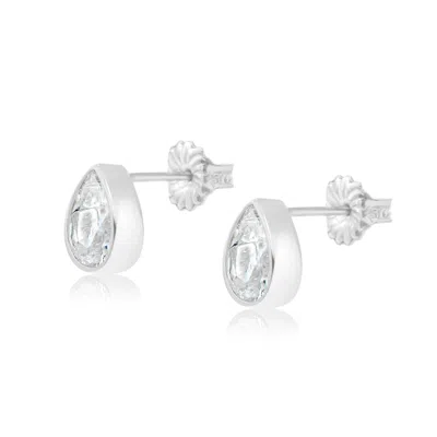 Shymi Women's Fancy Shape Bezel Set Studs - Pear Silver