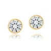 Shymi Women's Fancy Shape Bezel Set Studs - Round Gold