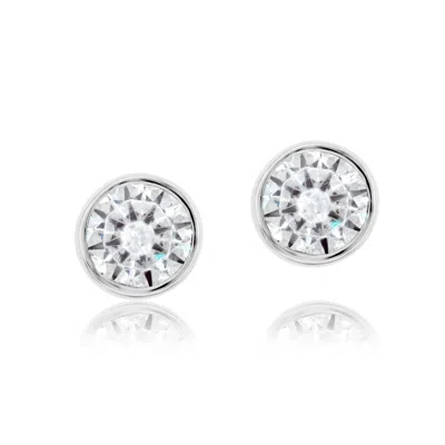 Shymi Women's Fancy Shape Bezel Set Studs - Round Silver